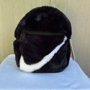 Nike Sportswear Futura 365 Faux Fur Mini Backpack Black FB3049-010 New NWT